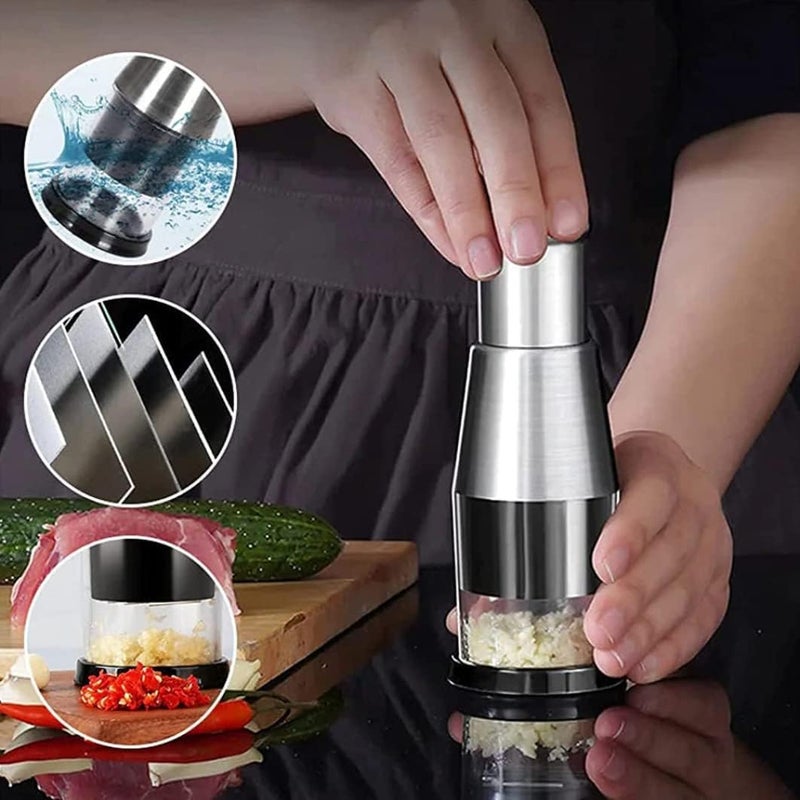 Suicune Manual Food Chopper Onion Chopper Hand for Vegetables Stainless Steel Onion Press Chopper Hand Vegetable Chopper for Veggies Onions Garlic Nuts Salads - Image 4