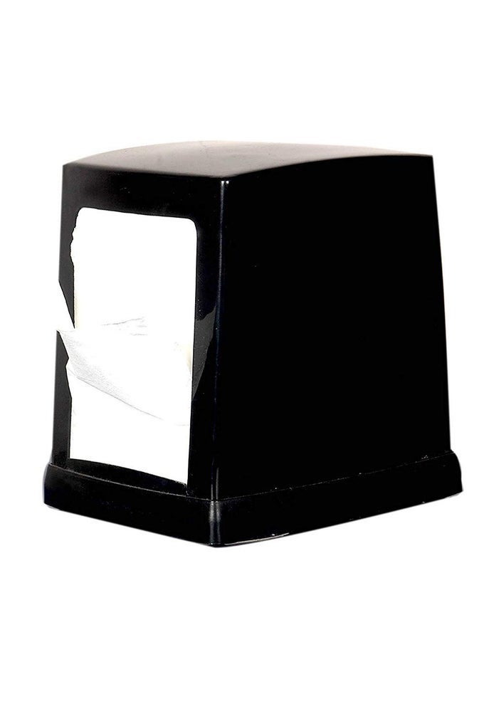 DOUBLE SIDE CUBE TABLE TOP TISSUE PAPER HOLDER DISPENSER WITH 200 TISSUES BLACK