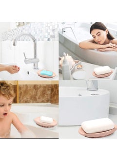 NILKANTH NIL KANTH 2 Pack Bathroom Soap Dishes Silicone Bar Soap Holder for Shower with Drain Easy to Clean Durable Extends Soap Life Soap Saver for Bathroom Counter Shower Pink Blue  - Image 4