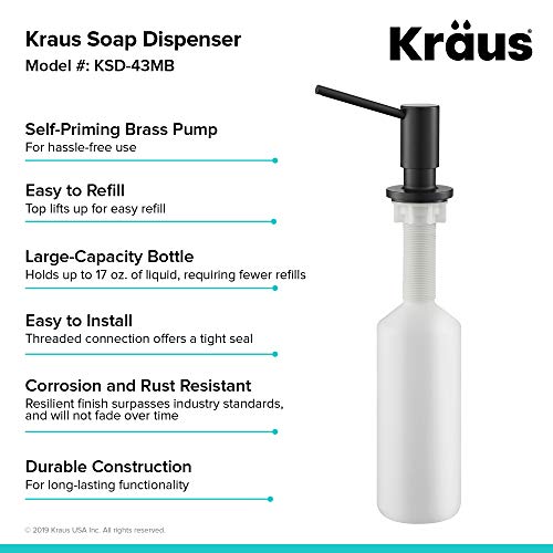 KRAUS Kitchen Soap and Lotion Dispenser in Matte Black, KSD-43MB - Image 2