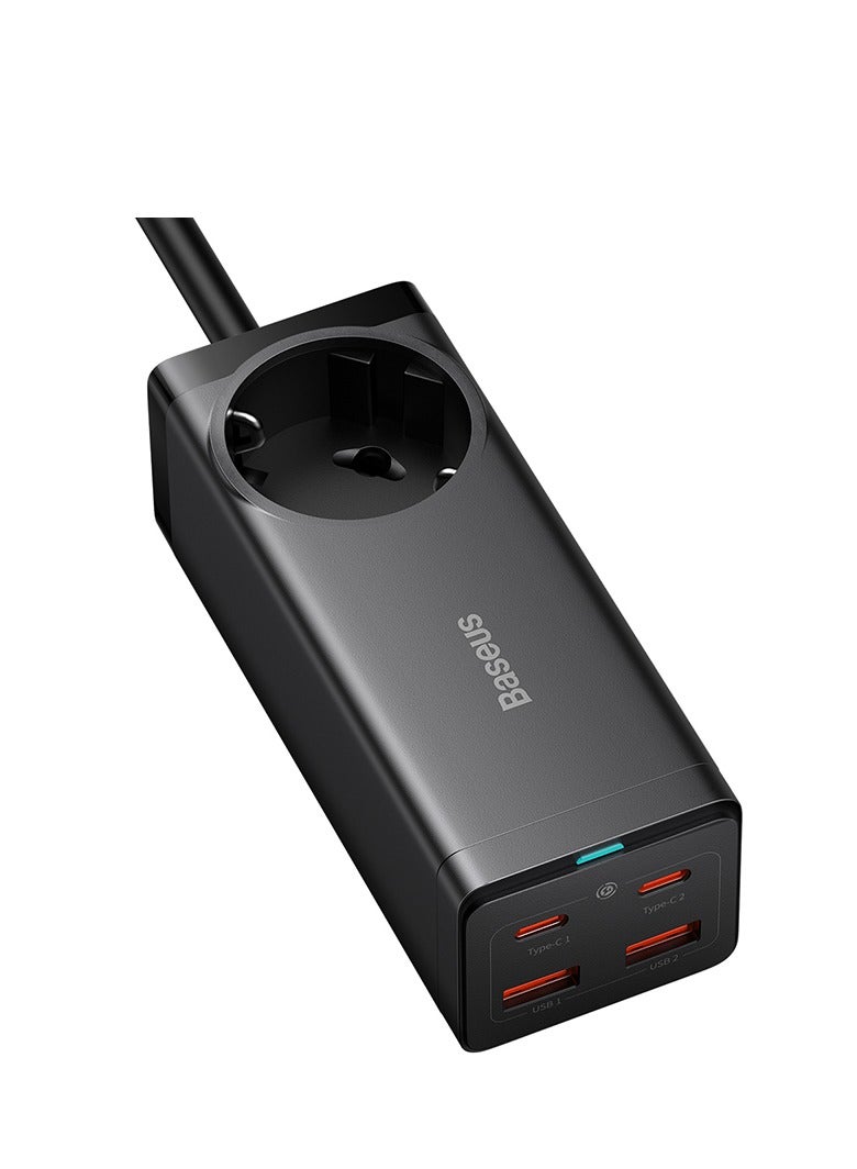 Baseus GaN3 Pro Desktop Powerstrip AC+2U+2C 65W EU Black(Include：Baseus Xiaobai series fast charging Cable Type-C  to Type-C 100W(20V/5A) 1m Black） - Image 1