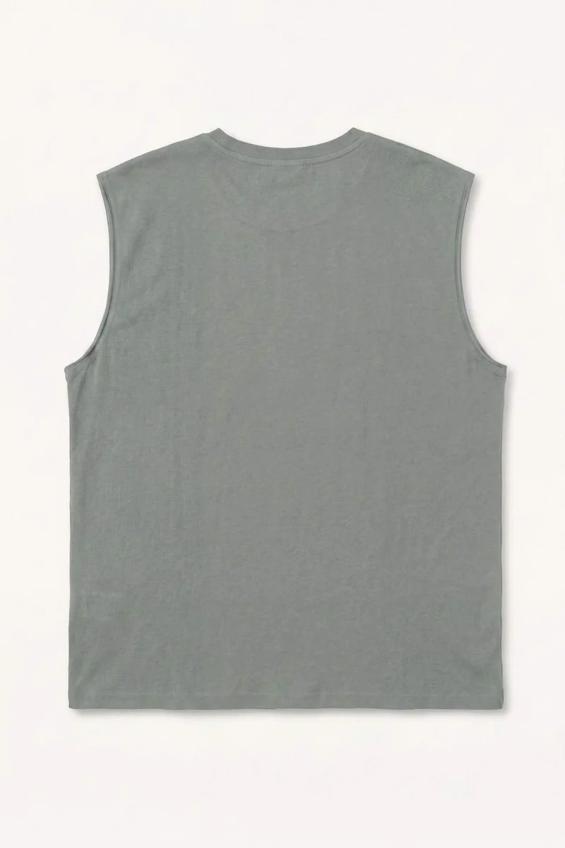ديفاكتو Boxy Fit Printed Crew Neck Sleeveless Tank Top