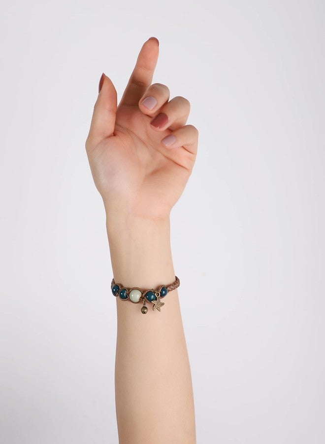 MINACHI Vintage Ceramic Beads Starfish Charm Bracelet, Jewelry Set for Women, Pack of 2 - Image 5