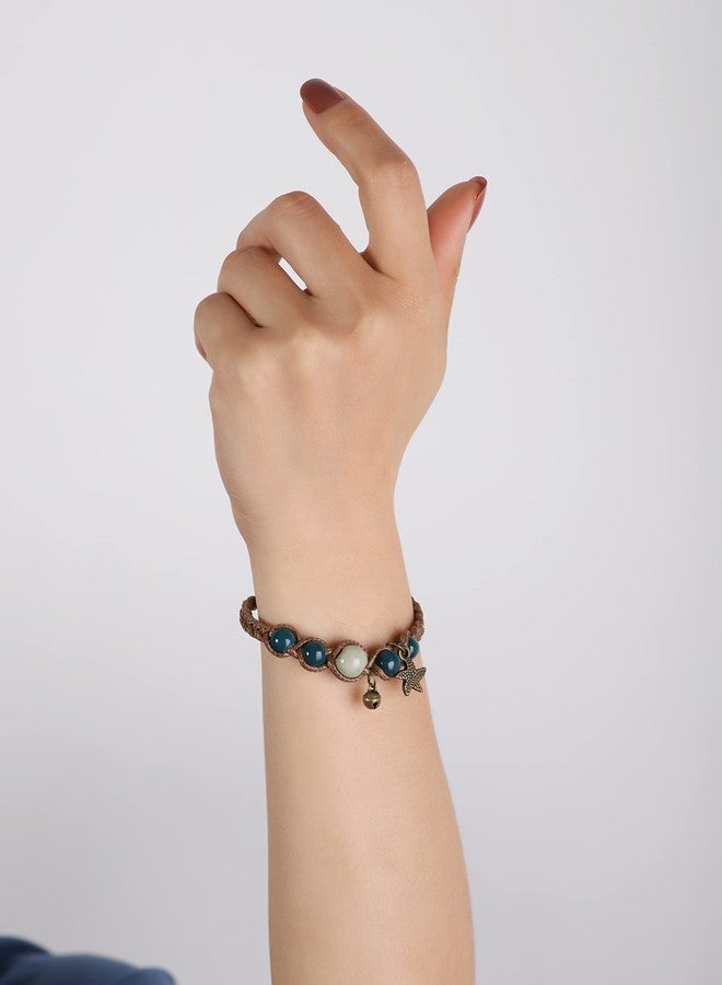 MINACHI Vintage Ceramic Beads Starfish Charm Bracelet, Jewelry Set for Women, Pack of 2 - Image 4