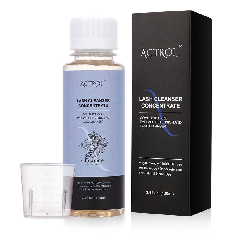 ACTROL Eyelash Cleanser Concentrate 100ml Jasmine Professional Lash Shampoo Foaming Cleanser Paraben & Sulfate Free Non-lrritating Wash for Extensions Lashes with Salon Home Care-Makes 20 Bottles - Image 1