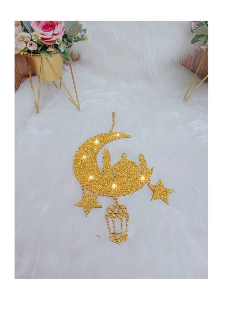 BAIG Lantern With LED Light String Top Star and Moon lights Top Ramadan kareem Eid Wedding Decor LED Lighted Cylinder Decoration - Image 3