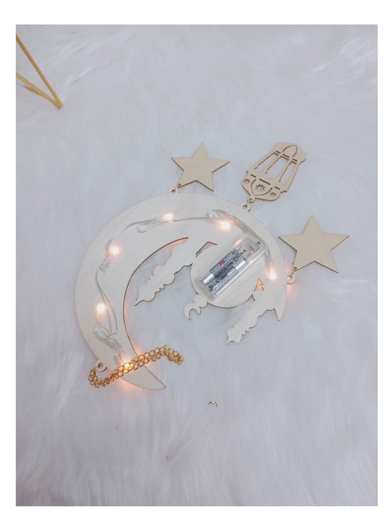 BAIG Lantern With LED Light String Top Star and Moon lights Top Ramadan kareem Eid Wedding Decor LED Lighted Cylinder Decoration - Image 4