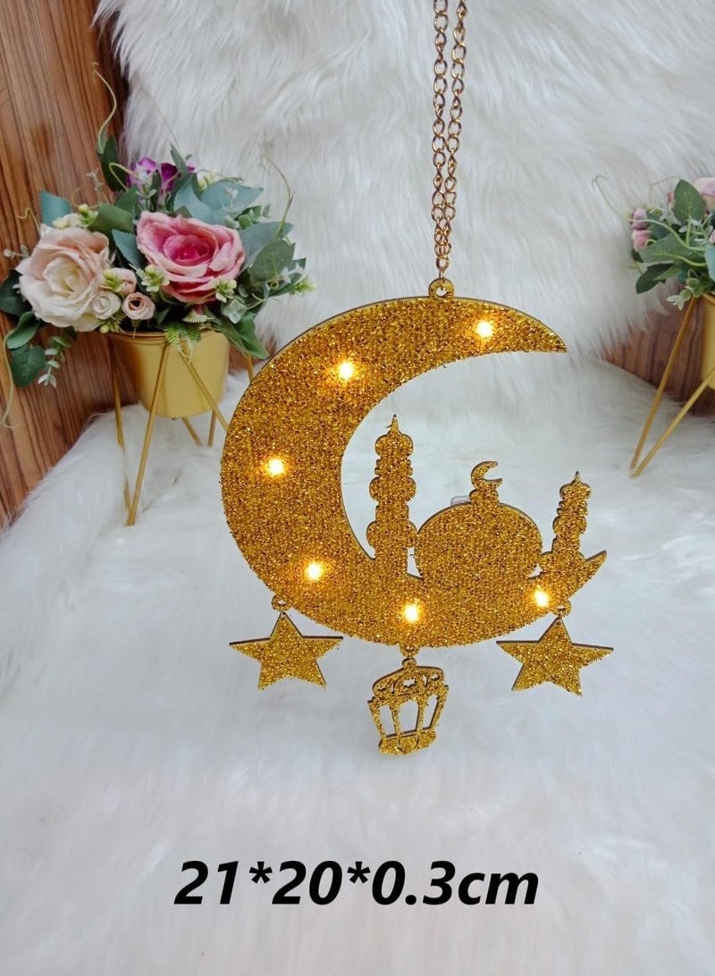 BAIG Lantern With LED Light String Top Star and Moon lights Top Ramadan kareem Eid Wedding Decor LED Lighted Cylinder Decoration - Image 2