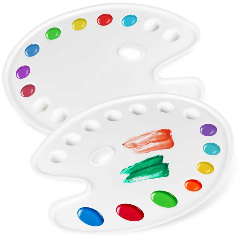 Dugato Large Oval Paint Tray Palette 2Pcs  Art Painting Palettes 14X10.5 Inches  14-Well Mixing Tray For Mixing And Separating Colors  For Oil Watercolors & Acrylic Paints - Image 1