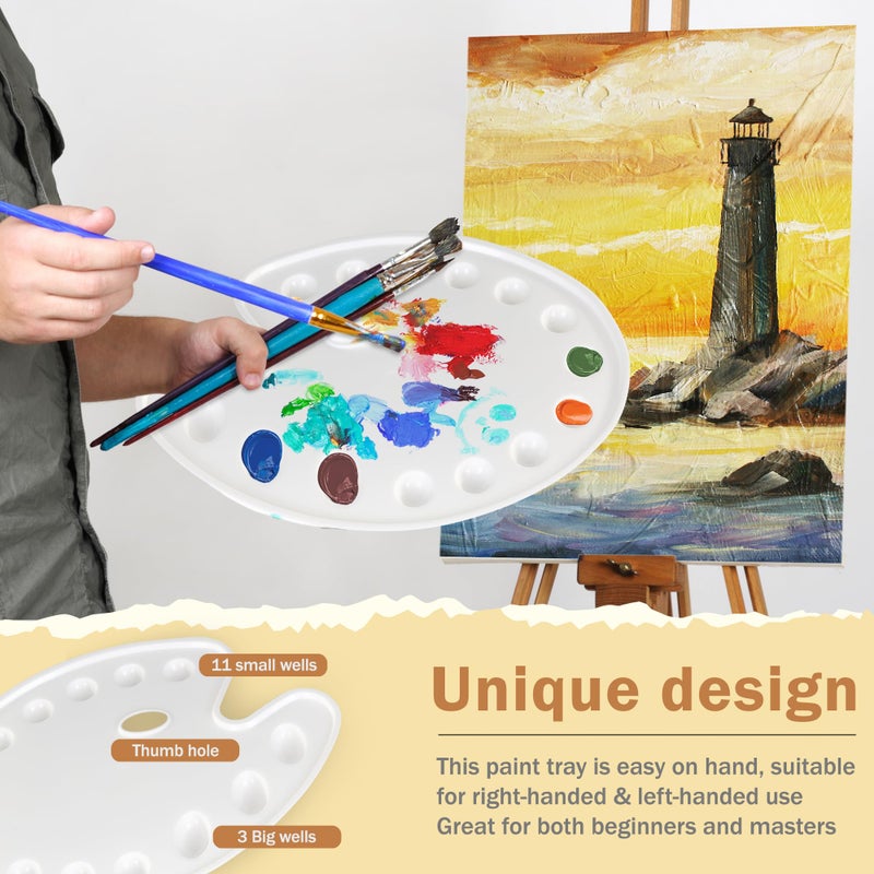 Dugato Large Oval Paint Tray Palette 2Pcs  Art Painting Palettes 14X10.5 Inches  14-Well Mixing Tray For Mixing And Separating Colors  For Oil Watercolors & Acrylic Paints - Image 4