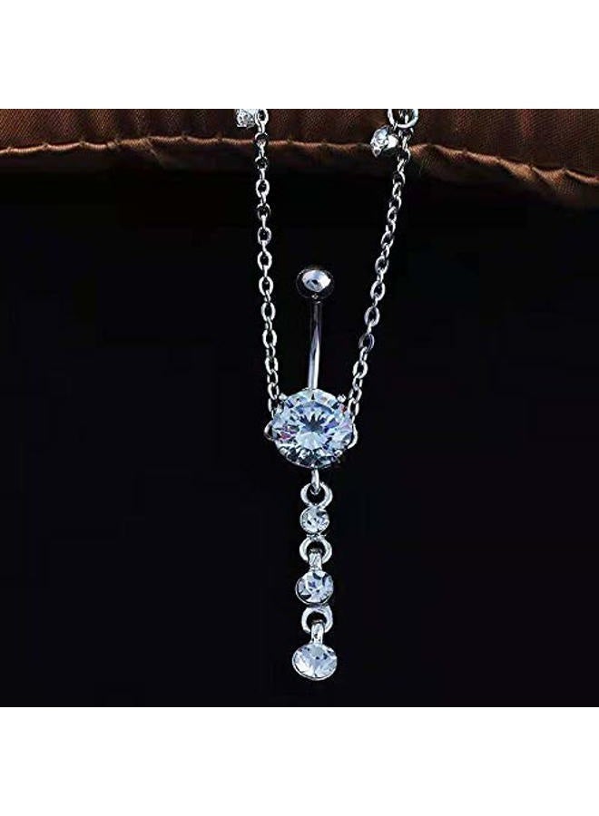 KunBead Waist Chain Body Jewelry Blue Crystal Belly Button Rings Surgical Steel Love Piercing Navel - Image 3