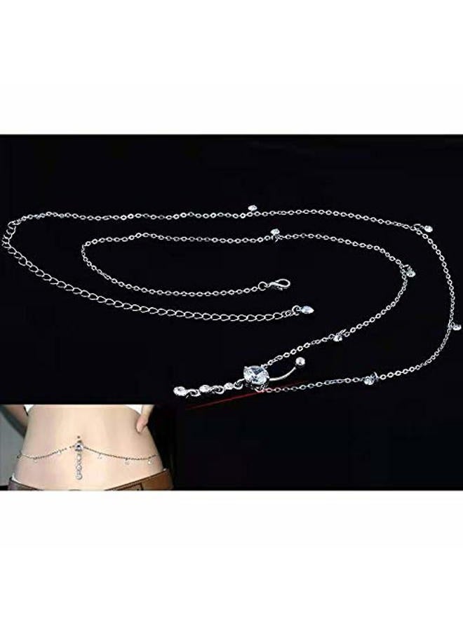 KunBead Waist Chain Body Jewelry Blue Crystal Belly Button Rings Surgical Steel Love Piercing Navel - Image 4
