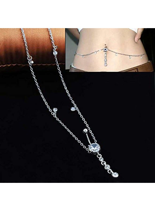 KunBead Waist Chain Body Jewelry Blue Crystal Belly Button Rings Surgical Steel Love Piercing Navel - Image 2