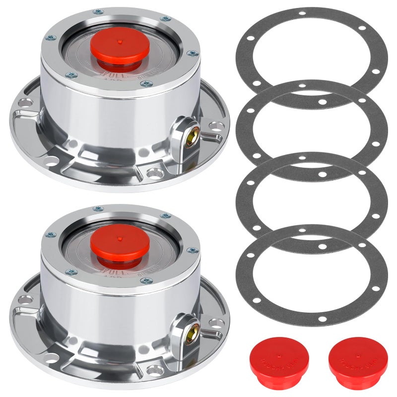 CheeMuii 343-4009 Trailer Hub Cap 2 PCS 3434009 Aluminum Hubcaps for Trailer Axle with Extra 2 PCS Rubber Plugs and Gaskets Replaces Stemco 343-4009 - Image 1