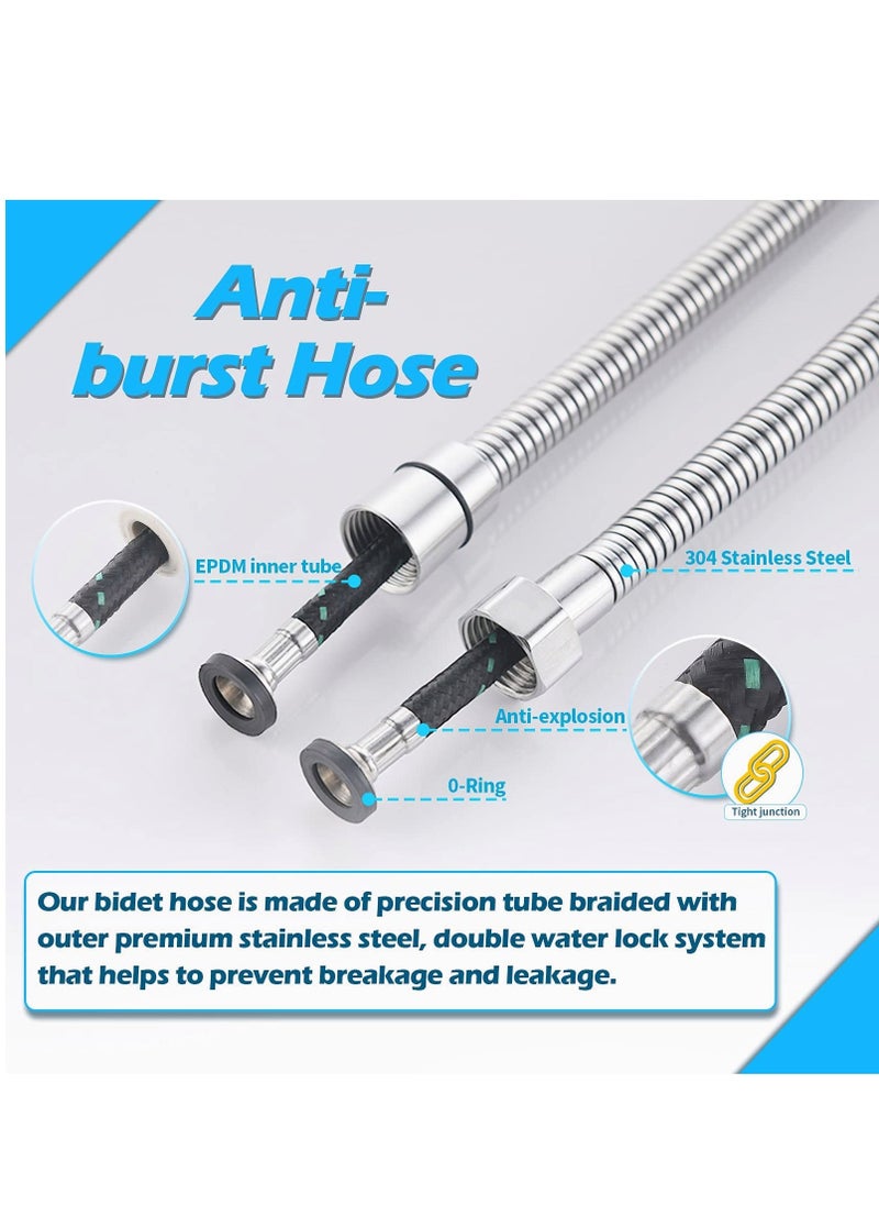 Generic Handheld Bidet Sprayer for Toilet-Adjustable Water Pressure Control with Bidet Hose for Feminine Wash, LUFEIDRA Stainless Steel Brushed Nickel Cloth Diaper Bidet Toilet Sprayer  - Image 4