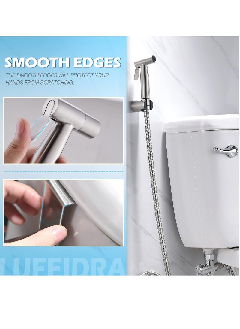 Generic Handheld Bidet Sprayer for Toilet-Adjustable Water Pressure Control with Bidet Hose for Feminine Wash, LUFEIDRA Stainless Steel Brushed Nickel Cloth Diaper Bidet Toilet Sprayer  - Image 5