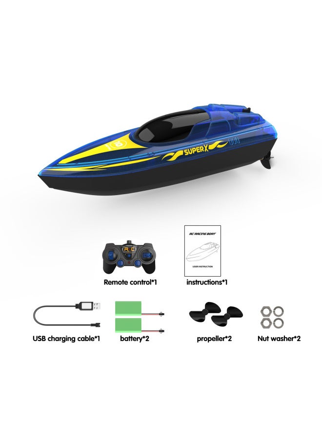 V555 2.4G Waterpoof RC Boat For Outdoor Racing 50m Lighting-Color:Blue Upgraded 2 Batteries (Using 2 Hours)  - Image 1