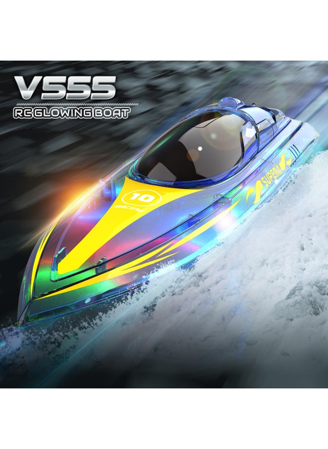 V555 2.4G Waterpoof RC Boat For Outdoor Racing 50m Lighting-Color:Blue Upgraded 2 Batteries (Using 2 Hours)  - Image 3