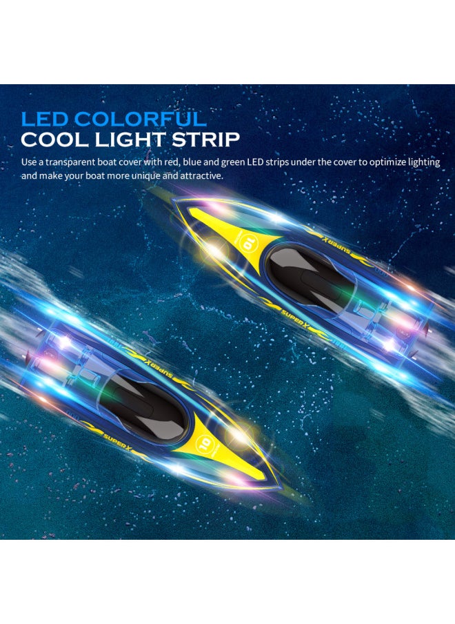 V555 2.4G Waterpoof RC Boat For Outdoor Racing 50m Lighting-Color:Blue Upgraded 2 Batteries (Using 2 Hours)  - Image 4