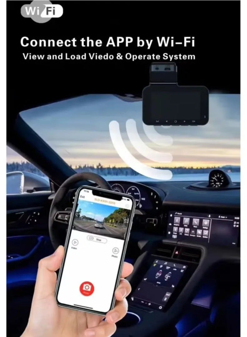 Front and rear high-definition driving recorders, built-in WiFi, can be used to control and view videos anytime and anywhere, with a large32GB memory card - Image 2