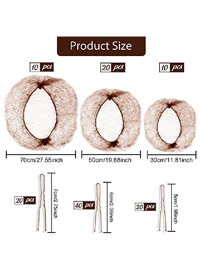 Teenitor Hair Nets 40Pcs Invisible Hair Nets For Ballet Recitalballerina Buns Hair Nets 80Pcs Bobby Pins For Bun Maker Brown  - Image 3