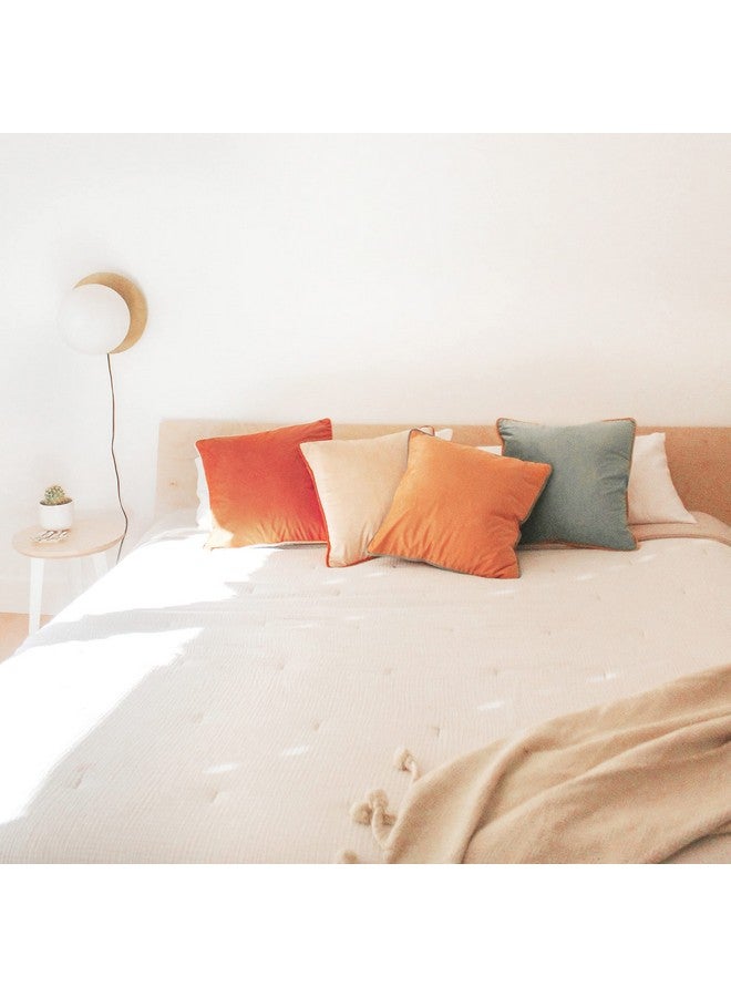 MONDAY MOOSE Decorative Throw Pillow Covers Cushion Cases, Set of 4 Soft Velvet Modern Double-Sided Designs, Mix and Match for Home Decor, Pillow Inserts Not Included (20x20 inch, Orange/Teal) - Image 2