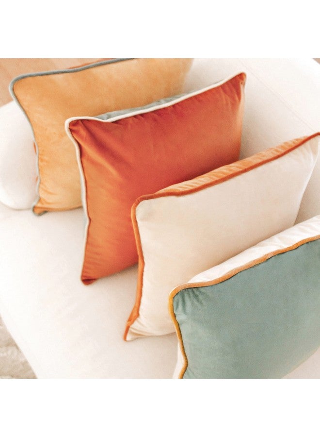 MONDAY MOOSE Decorative Throw Pillow Covers Cushion Cases, Set of 4 Soft Velvet Modern Double-Sided Designs, Mix and Match for Home Decor, Pillow Inserts Not Included (20x20 inch, Orange/Teal) - Image 5