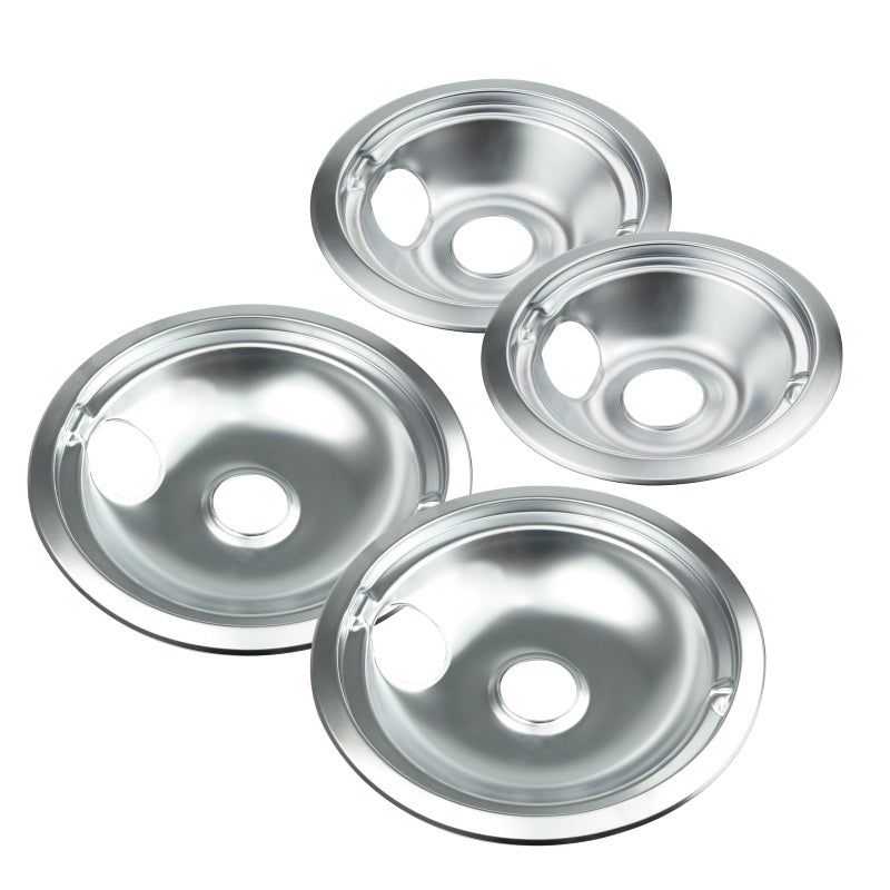 Bestong Chrome Range Drip Pans compatible with GE, Hotpoint and Kenmore Electric Stove - Replacement for WB31T10010, WB31T10011 (4 Pack, 2pcs 6" and 2pcs 8") - Image 1