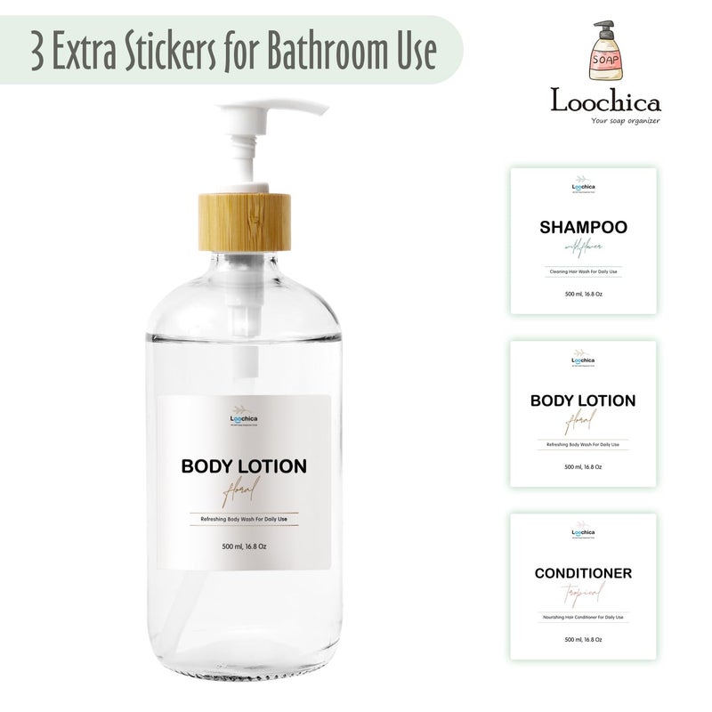 LOOCHICA Clear Glass Soap Bottle - Hands Free Dispenser for Kitchen or Bathroom - Image 4