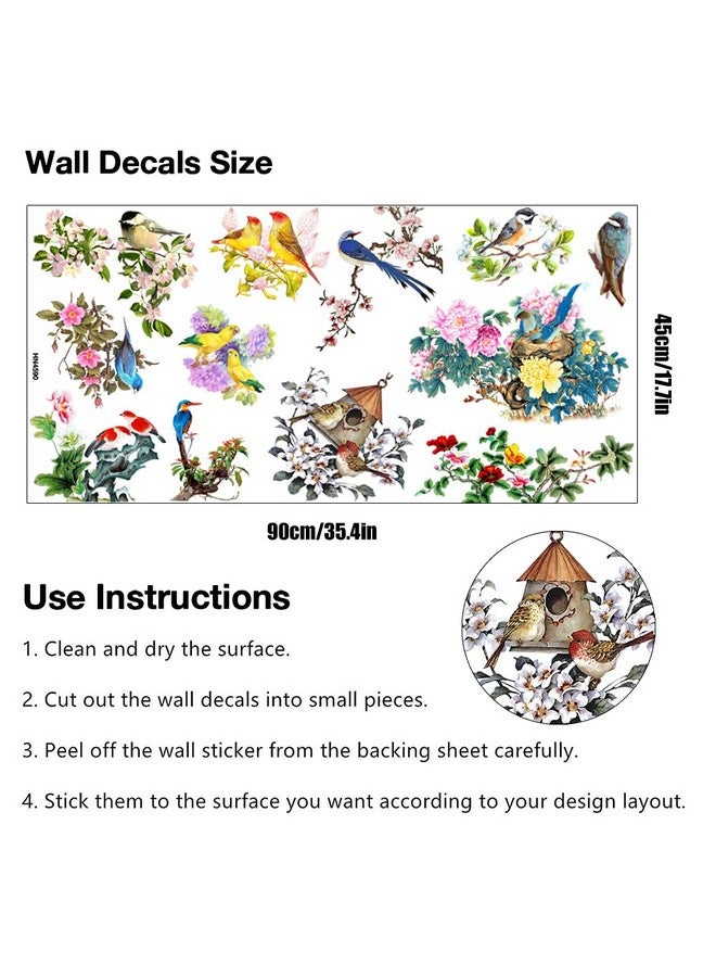 YOWOCAL Birds on Tree Branches Wall Decals,Cardinal Birds Flowers Wall Stickers Spring Summer Robinbird Decor for Home Kitchen Office Kids DIY Supply - Image 4