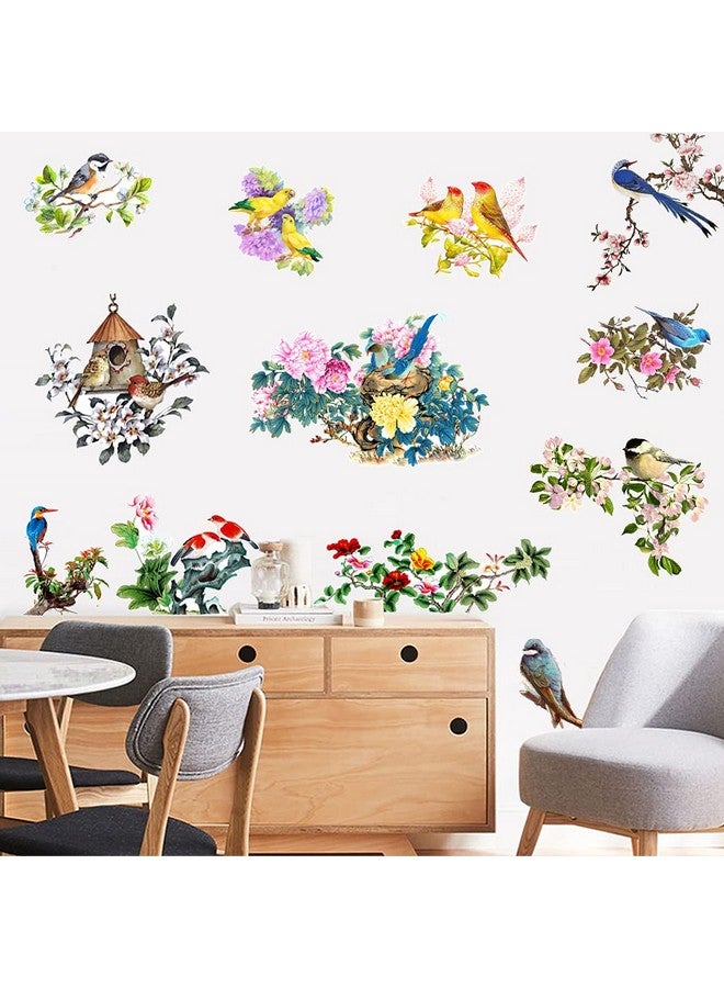 YOWOCAL Birds on Tree Branches Wall Decals,Cardinal Birds Flowers Wall Stickers Spring Summer Robinbird Decor for Home Kitchen Office Kids DIY Supply - Image 5