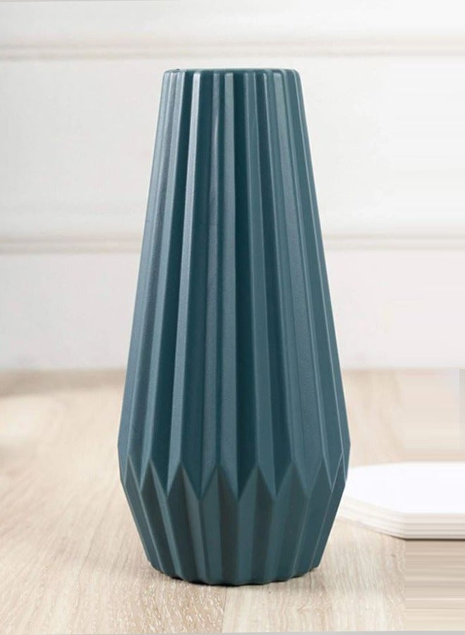 سويس كانتون مزهرية زهور بلاستيكي فاخر بتصميم نوردك - 21 سم، مظهر خزفي، خفيف الوزن وغير قابل للكسر، مزهرية ديكورية عصرية للمنزل والمكتب والفعاليات وترتيبات الزهور - Image 1