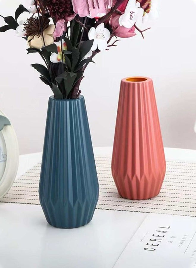 سويس كانتون مزهرية زهور بلاستيكي فاخر بتصميم نوردك - 21 سم، مظهر خزفي، خفيف الوزن وغير قابل للكسر، مزهرية ديكورية عصرية للمنزل والمكتب والفعاليات وترتيبات الزهور - Image 2