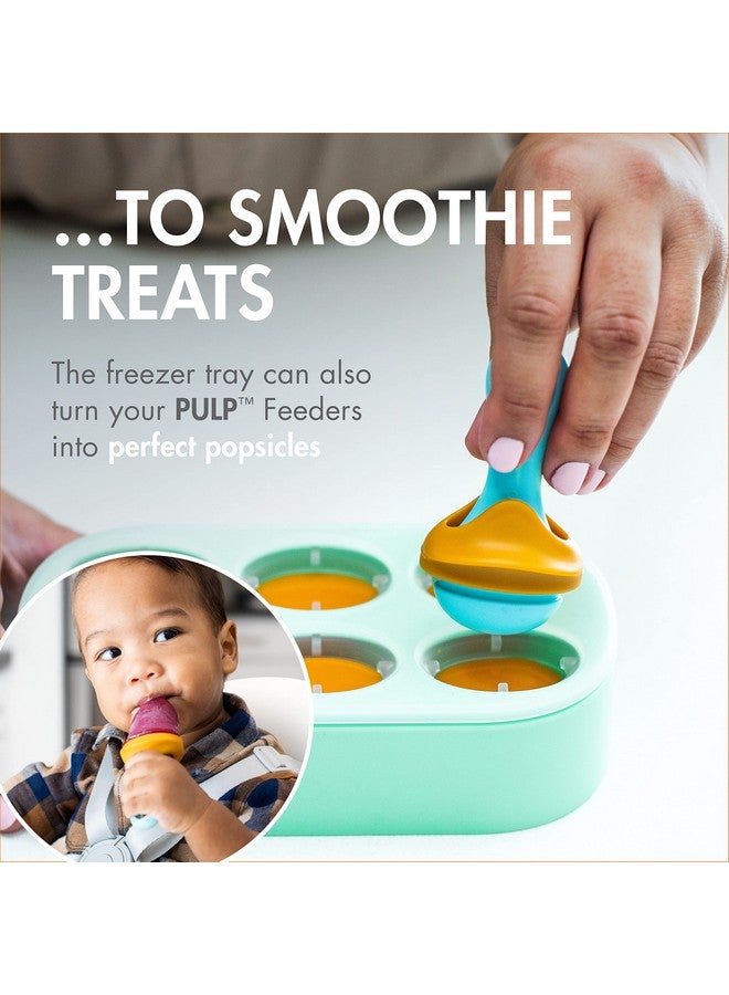 BOON Pulp Silicone Feeder Freezer Tray Includes Silicone Tray And Lid With 2 Pulp Silicone Baby Food Feeders Baby Food Storage - Image 4