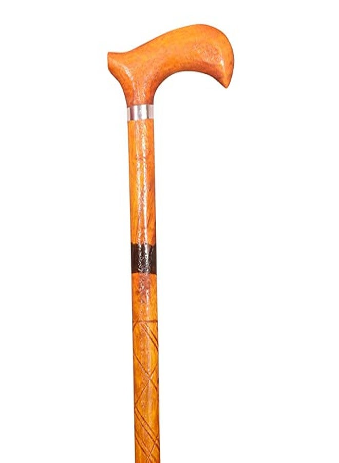 KENKO Walking Cane Antique Design Wooden Craft Walking Stick - Brown - Image 2