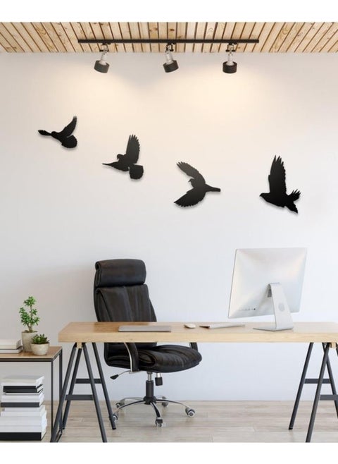 Decorative Wooden Modern Quadruple Bird Wall Decorative Object