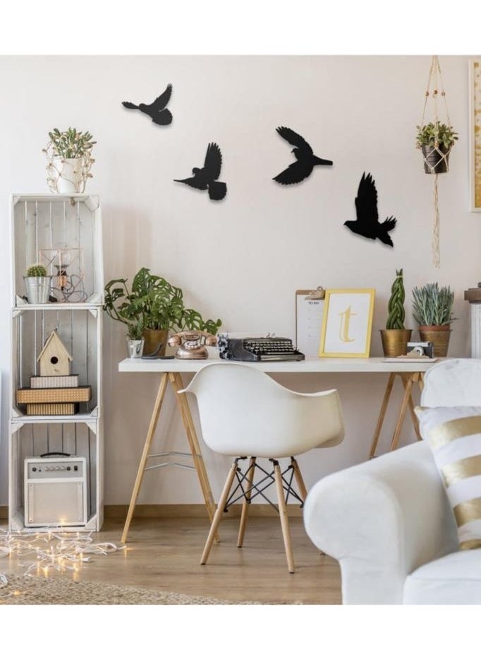HELLOVE Decorative Wooden Modern Quadruple Bird Wall Decorative Object  - Image 2