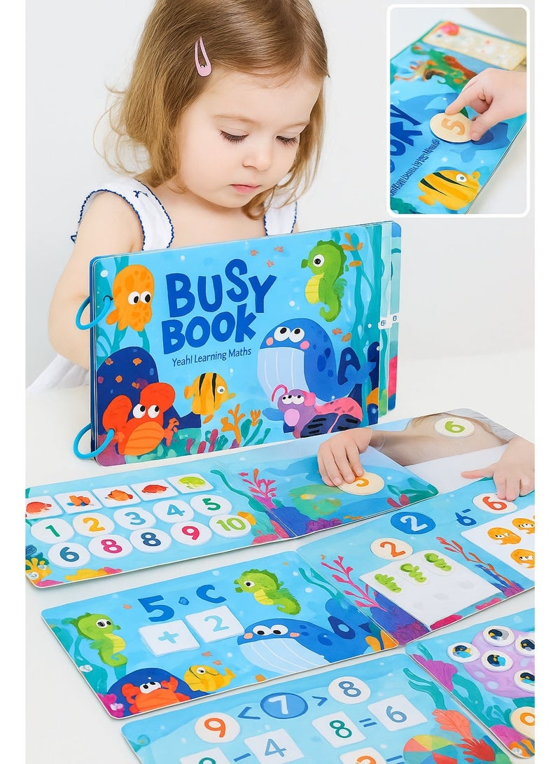 Busy Book for Kids | Ocean Theme Learning Activity Book with 10 Pages Reusable Velcro Games | Educational Quiet Book for Toddlers, Preschool Math & Cognitive Toy - Image 1