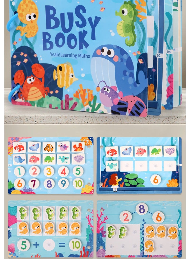 Busy Book for Kids | Ocean Theme Learning Activity Book with 10 Pages Reusable Velcro Games | Educational Quiet Book for Toddlers, Preschool Math & Cognitive Toy - Image 2