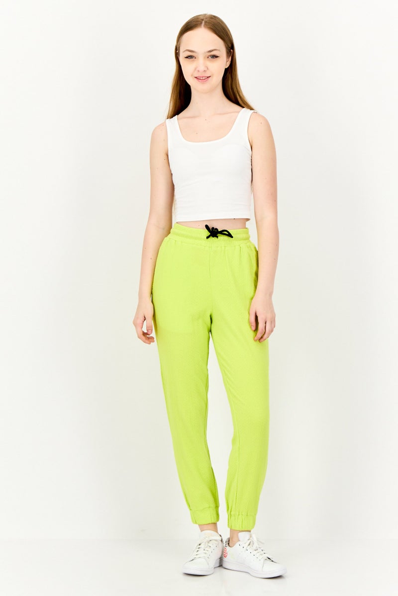ONLY Women Regular Fit Textured Jogger Pants, Lime Green - Image 4