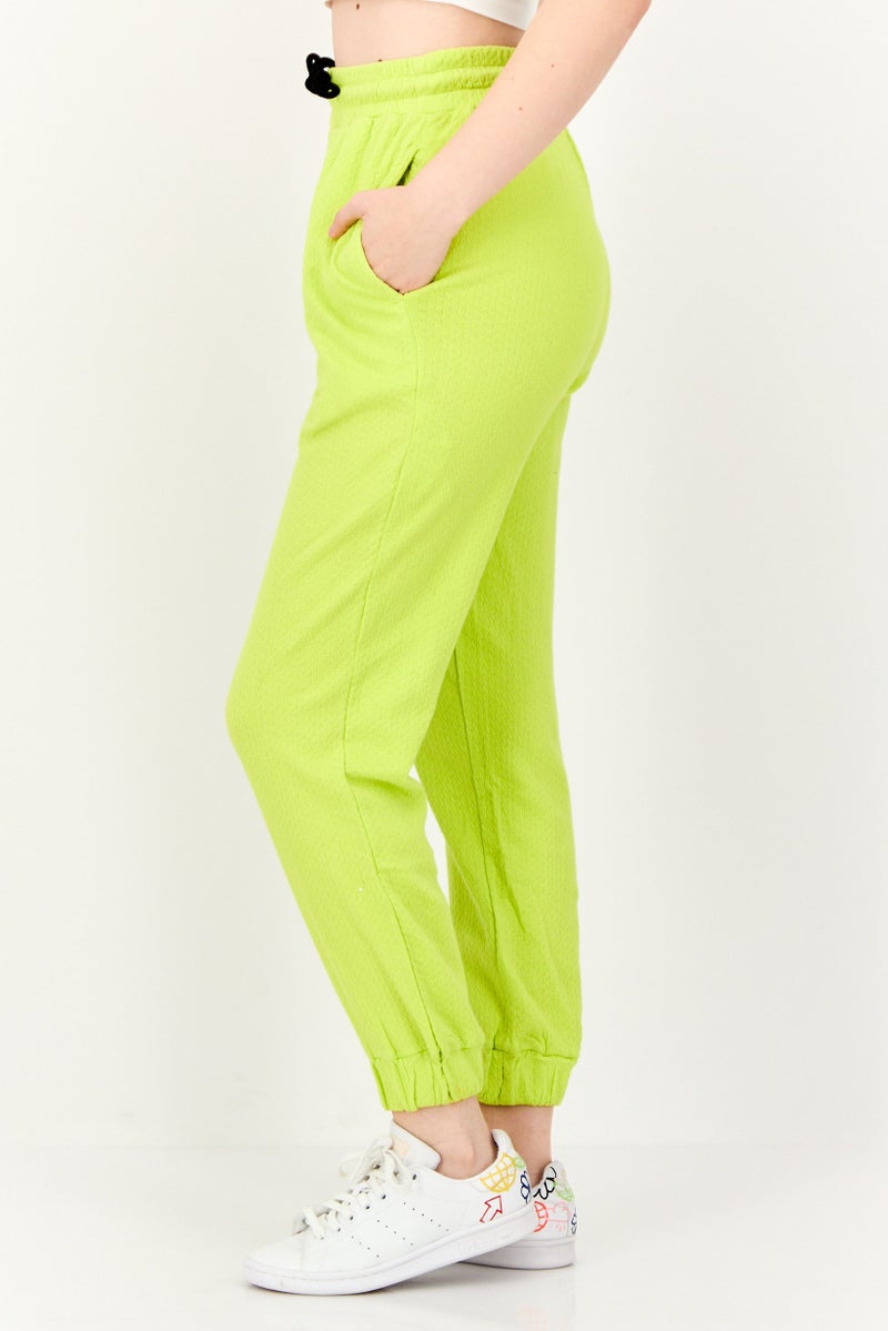 ONLY Women Regular Fit Textured Jogger Pants, Lime Green - Image 2
