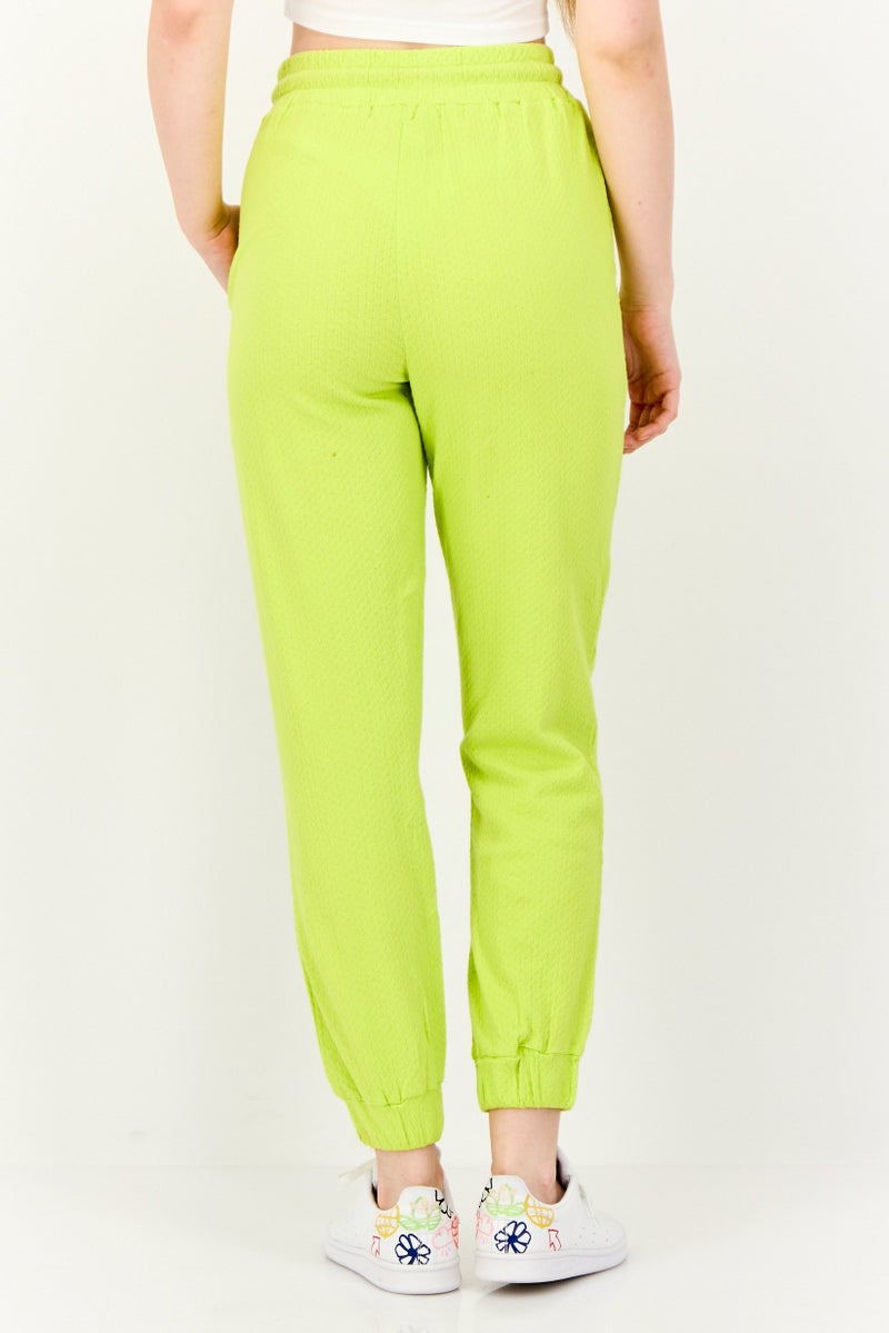 ONLY Women Regular Fit Textured Jogger Pants, Lime Green - Image 3