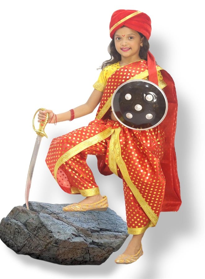 TWINKLE TOTS Rani Lakxmi Bai Dress for Girls Kids Costume With Complete Accessories Jhansi Ki Rani Costume - Image 1