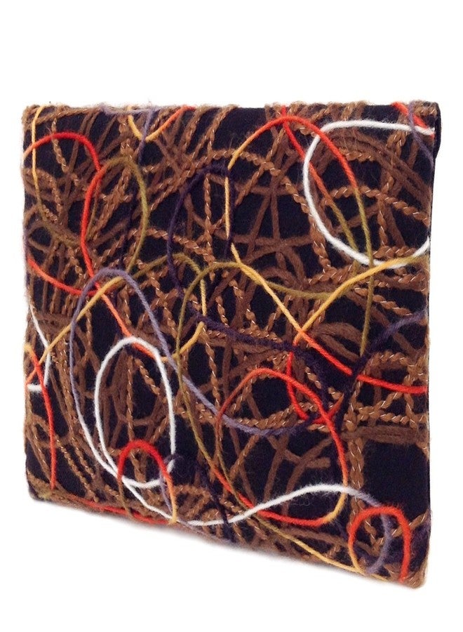 JNB Multicolor Mixed Fabric Bohemian Style Envelope Clutch, Brown - Image 3