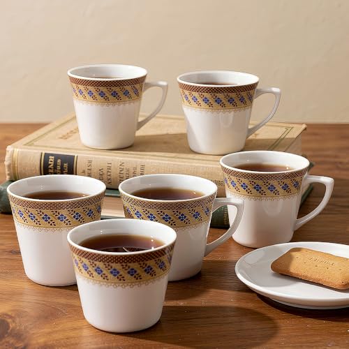 UPC U.P.C. Ceramic Tea Cups Set of 6| Microwave & Dishwasher Safe Cup Set of 6 for Tea & Coffee | Premium Coffee Mugs Set of 6 | Stylish Cups & Mugs for Home & Office with Bone-Ash Free-150ml. - Image 4