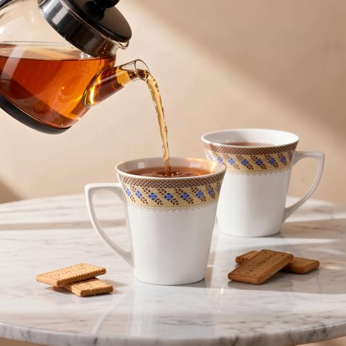 UPC U.P.C. Ceramic Tea Cups Set of 6| Microwave & Dishwasher Safe Cup Set of 6 for Tea & Coffee | Premium Coffee Mugs Set of 6 | Stylish Cups & Mugs for Home & Office with Bone-Ash Free-150ml. - Image 2