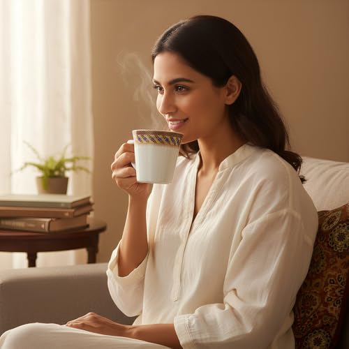 UPC U.P.C. Ceramic Tea Cups Set of 6| Microwave & Dishwasher Safe Cup Set of 6 for Tea & Coffee | Premium Coffee Mugs Set of 6 | Stylish Cups & Mugs for Home & Office with Bone-Ash Free-150ml. - Image 3