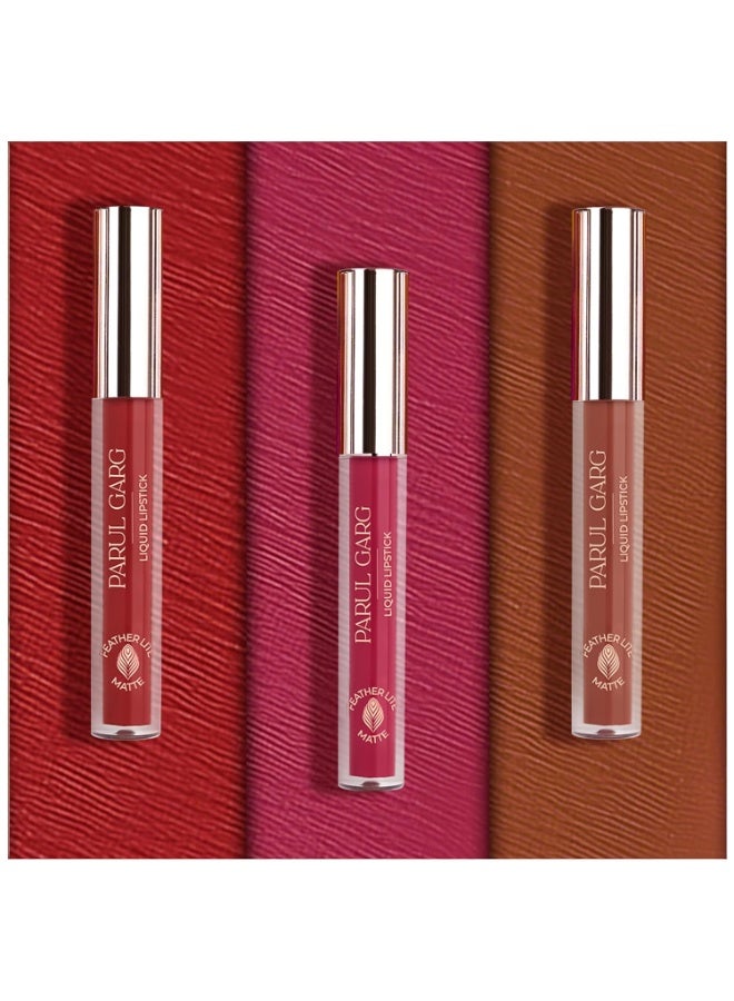 Parul Garg Beauty Liquid Lipstick Trio Pack | High-Pigment, Long-Wear & Non-Drying | Lightweight & Transfer-Proof,(Dusky Trio) - Image 1