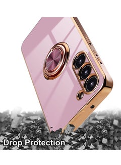 YoYoTech Samsung Galaxy S23 Case 6.1 Inch 2023 Luxury Silicone TPU Shockproof Ring Holder Kickstand Slim Plated Phone Cover Light Purple  - Image 2
