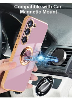 YoYoTech Samsung Galaxy S23 Case 6.1 Inch 2023 Luxury Silicone TPU Shockproof Ring Holder Kickstand Slim Plated Phone Cover Light Purple  - Image 3